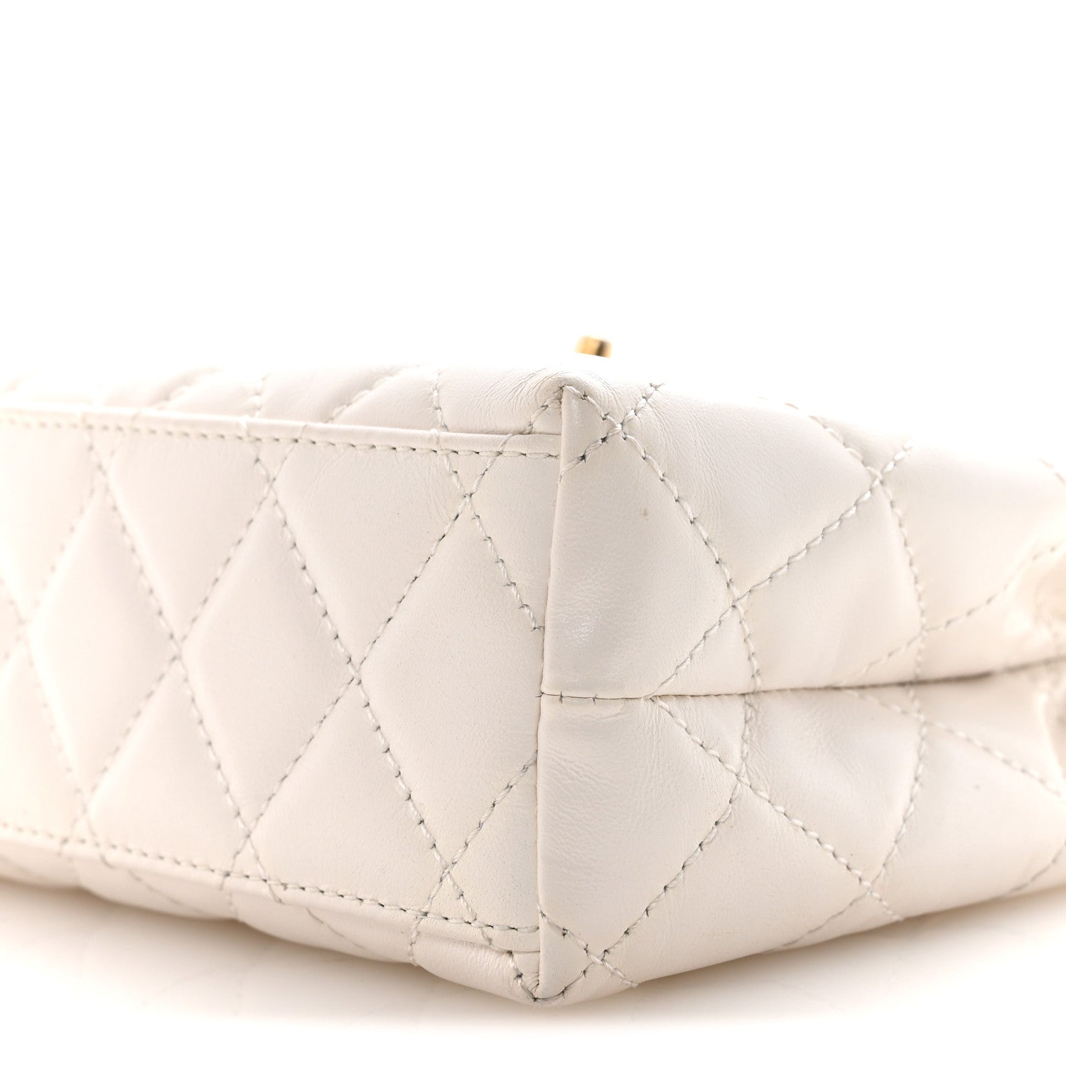 Chanel Shiny Aged Calfskin Quilted Nano Kelly Shopper White 10 of 13