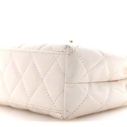 Chanel Shiny Aged Calfskin Quilted Nano Kelly Shopper White 10 of 13