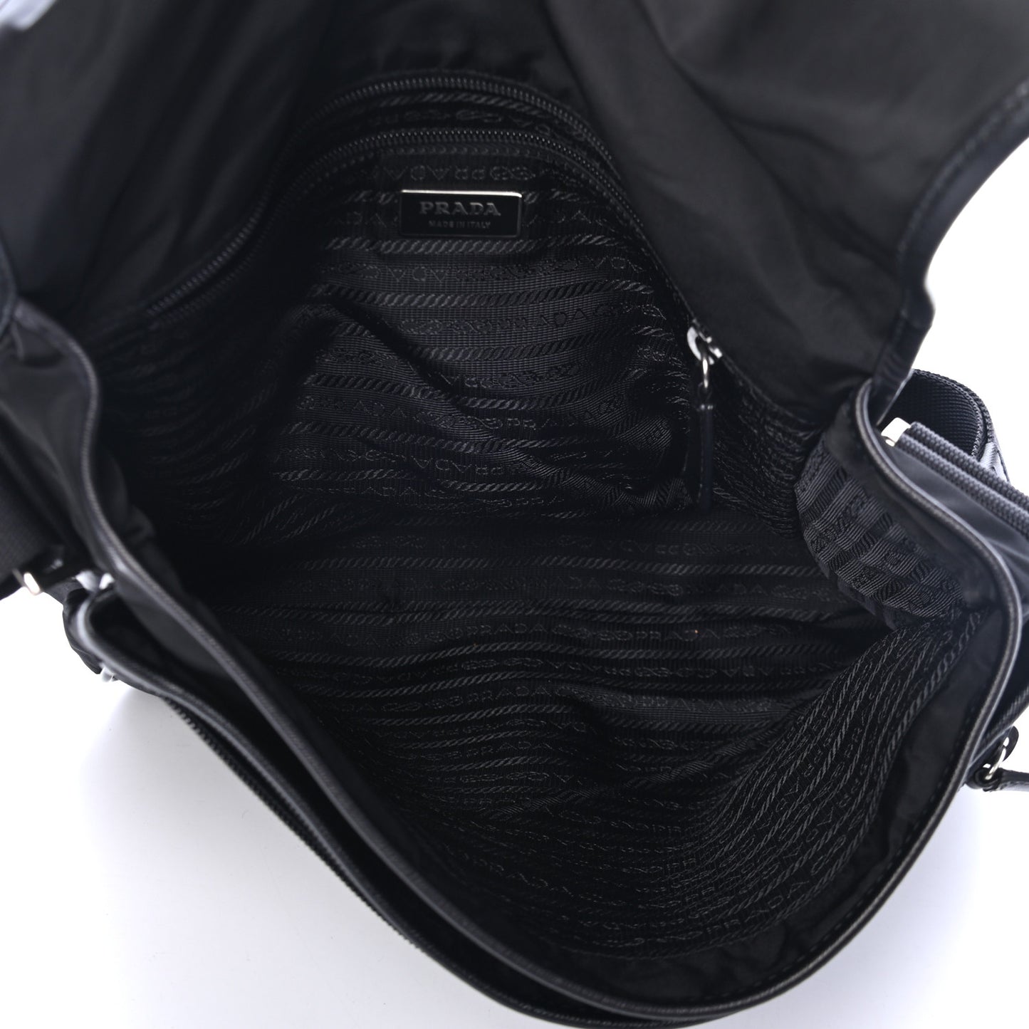 Tessuto Nylon Saffiano Logo Messenger Bag Black