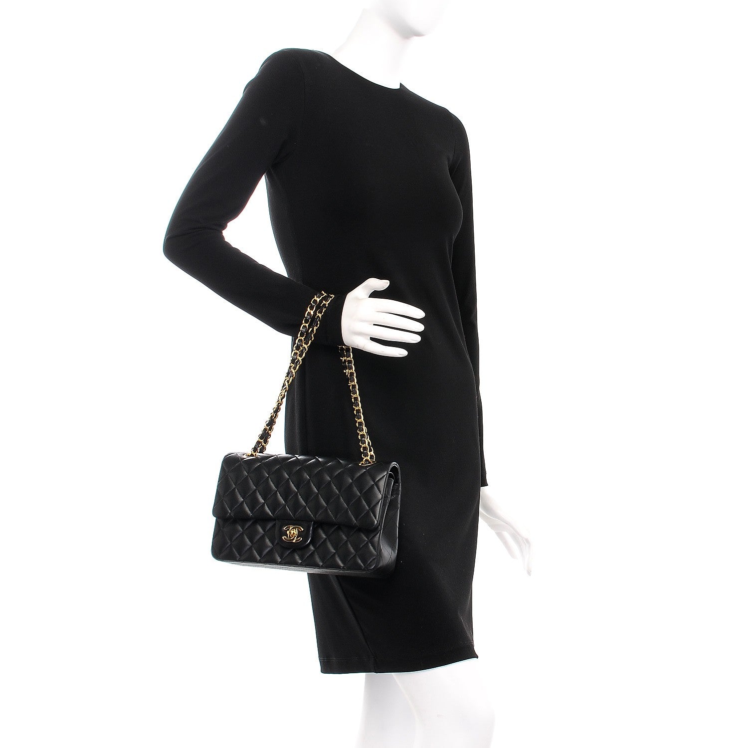 Chanel Lambskin Quilted Medium Double Flap Black 3 of 10