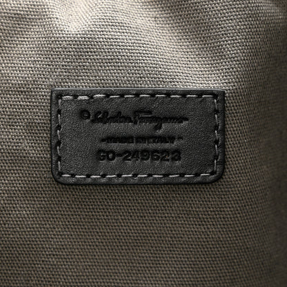 Salvatore Ferragamo Calfskin Gancini Embossed Travel Duffle Bag Black 5 of 8