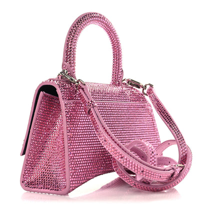 Balenciaga Strass Suede Hourglass Top Handle Bag XS Pink 2 of 9