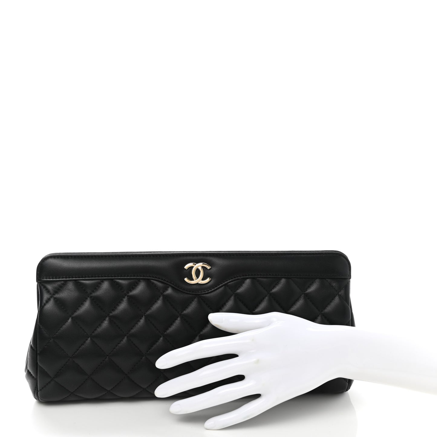 Calfskin Quilted Clutch Black