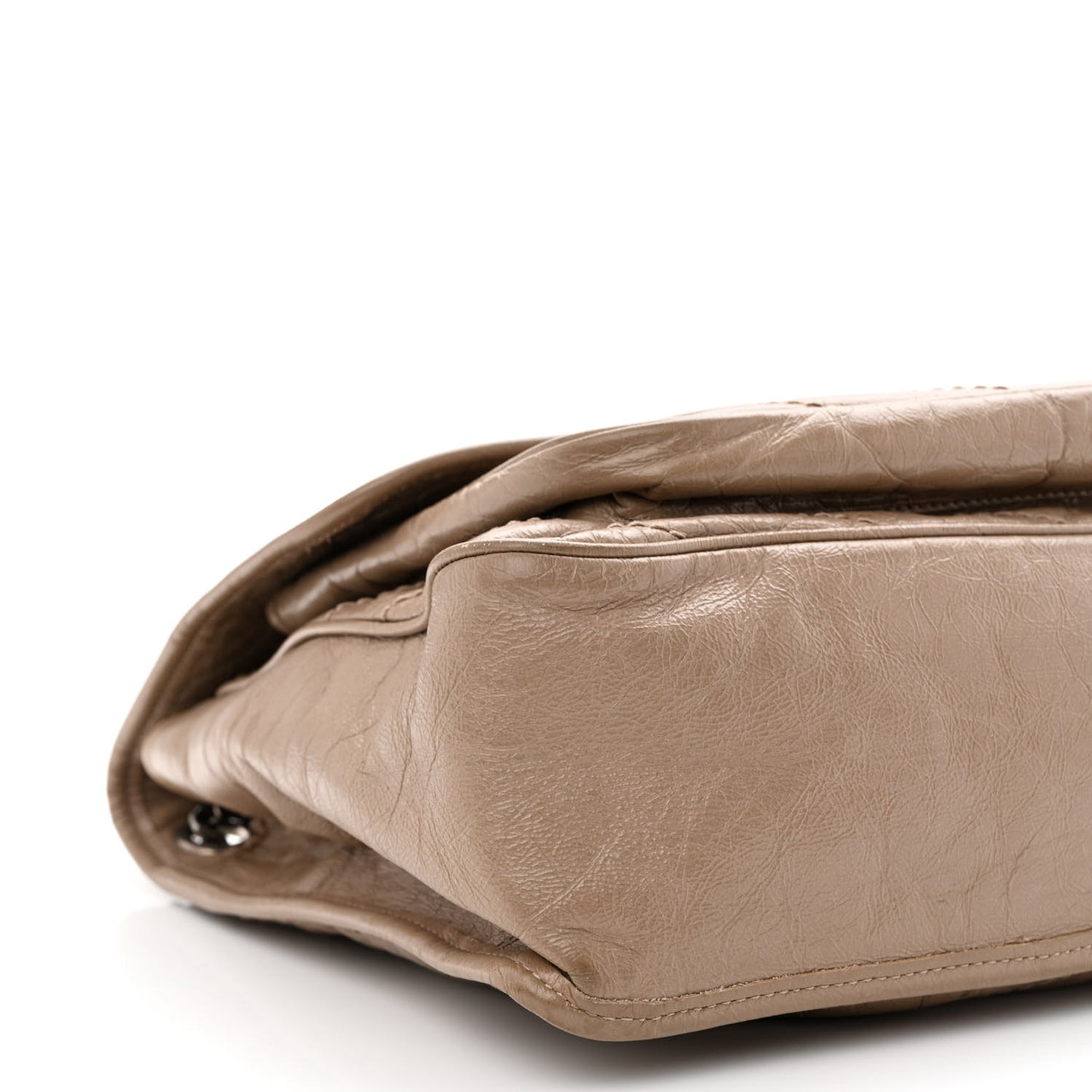 Crinkled Calfskin Matelasse Monogram Large Niki Chain Satchel Light Taupe