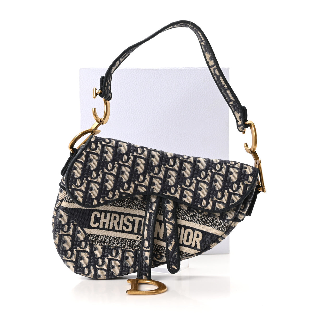 Christian Dior Oblique Embroidered Saddle Bag Blue 11 of 11