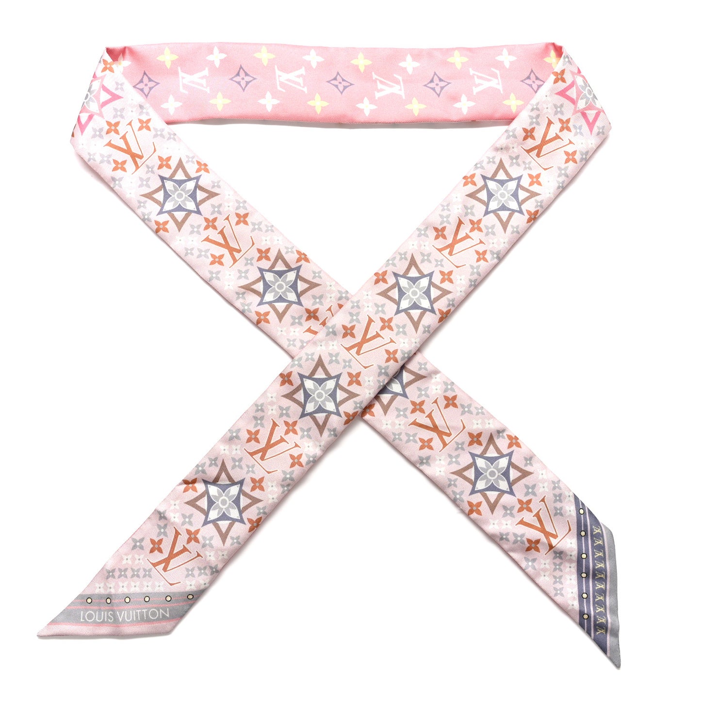 Silk Monogram Flowers Forever Bandeau Rose Clair