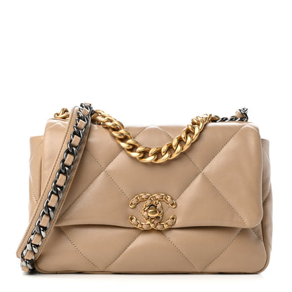 Chanel Lambskin Quilted Medium Chanel 19 Flap Dark Beige 1 of 10