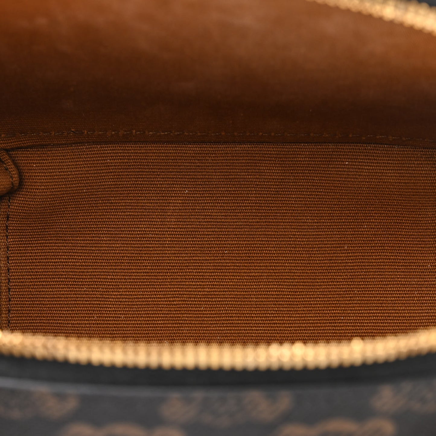 Calfskin Triomphe Canvas Half Moon Case Tan