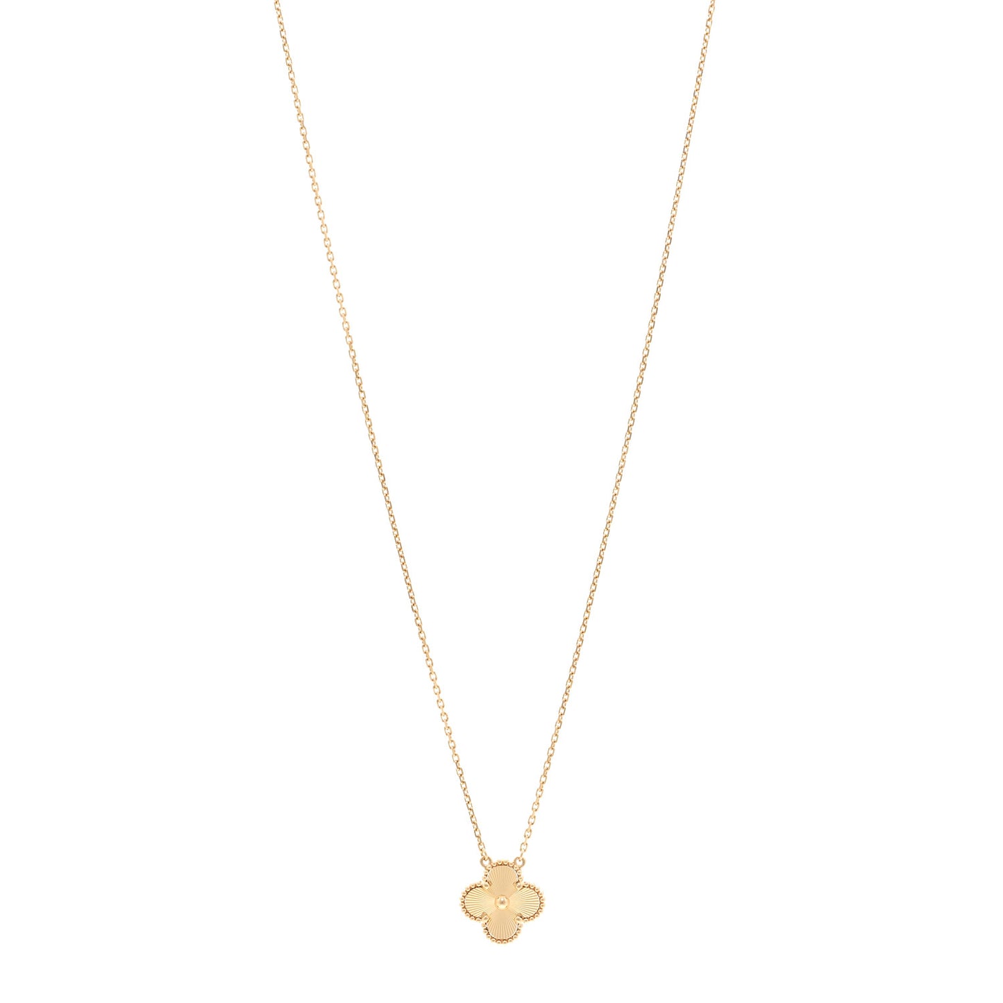 18K Yellow Gold Guilloché Vintage Alhambra Pendant Necklace