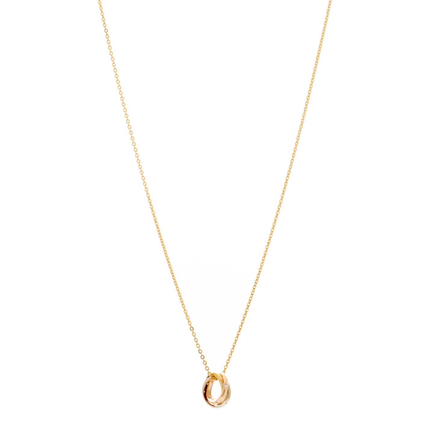 18K Pink Yellow White Gold 15 Diamond Trinity Pendant Necklace