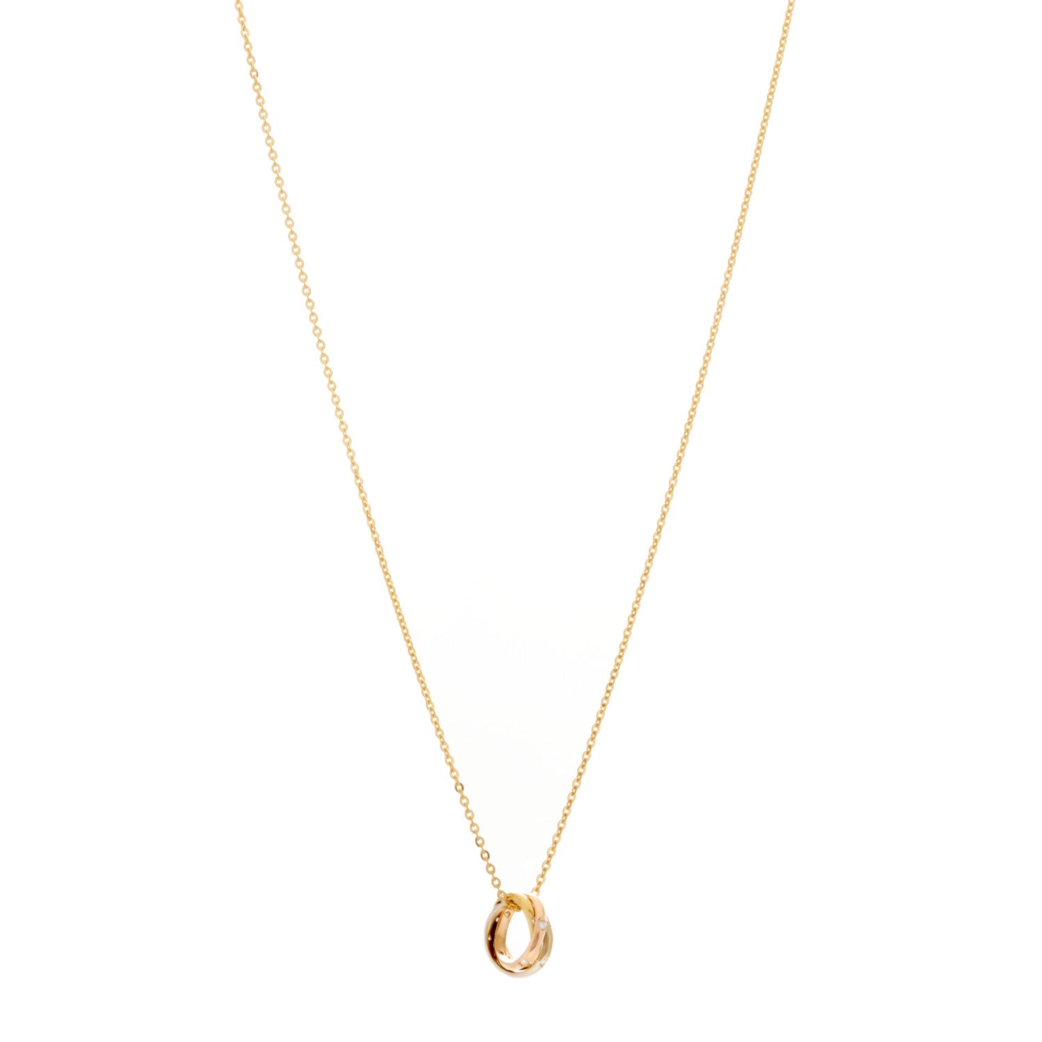 Cartier 18K Pink Yellow White Gold 15 Diamond Trinity Pendant Necklace 1 of 5
