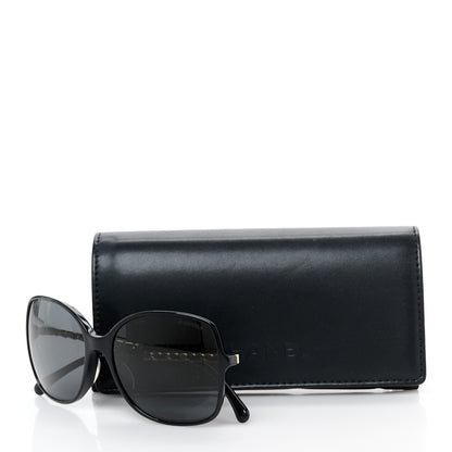 Chanel Acetate Metal Lambskin Square Chain Sunglasses 5210-Q-A Black Gray 7 of 7
