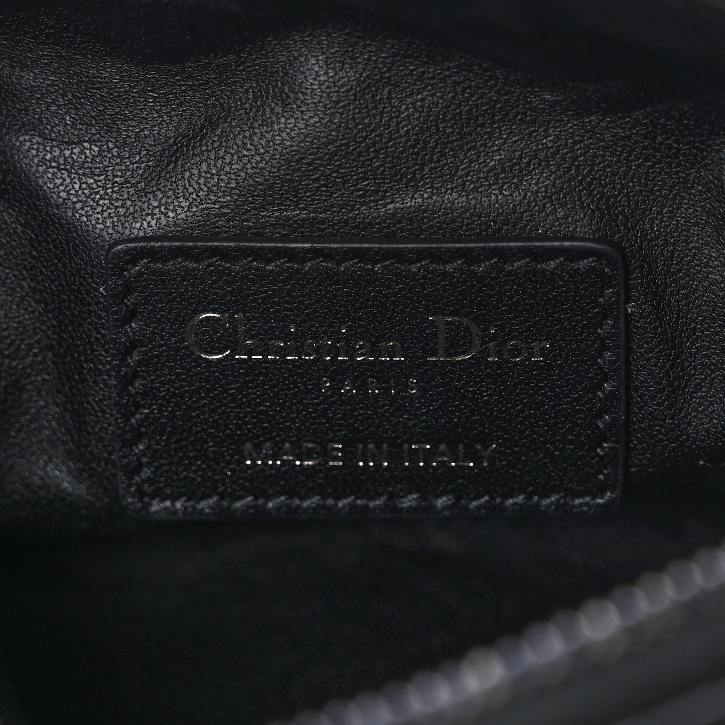 Calfskin Macrocannage Small Diortravel Nomad Pouch Black