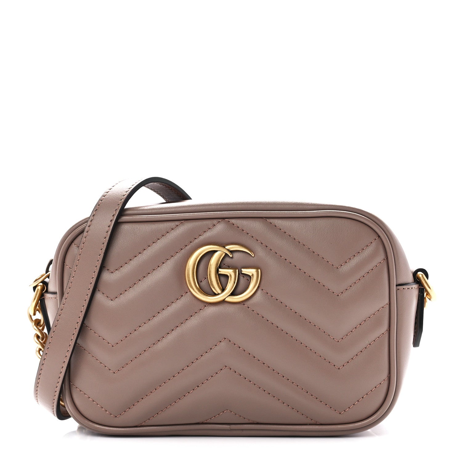 Gucci Calfskin Matelasse Mini GG Marmont Chain Shoulder Bag Porcelain Rose 1 of 12