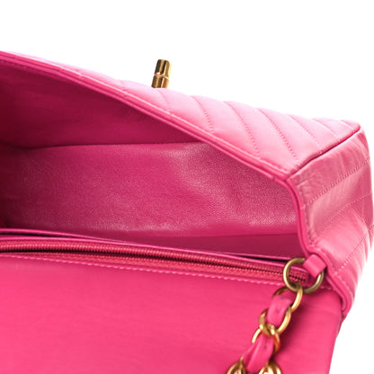Chanel Lambskin Chevron Quilted Mini Rectangular Flap Dark Pink 5 of 9