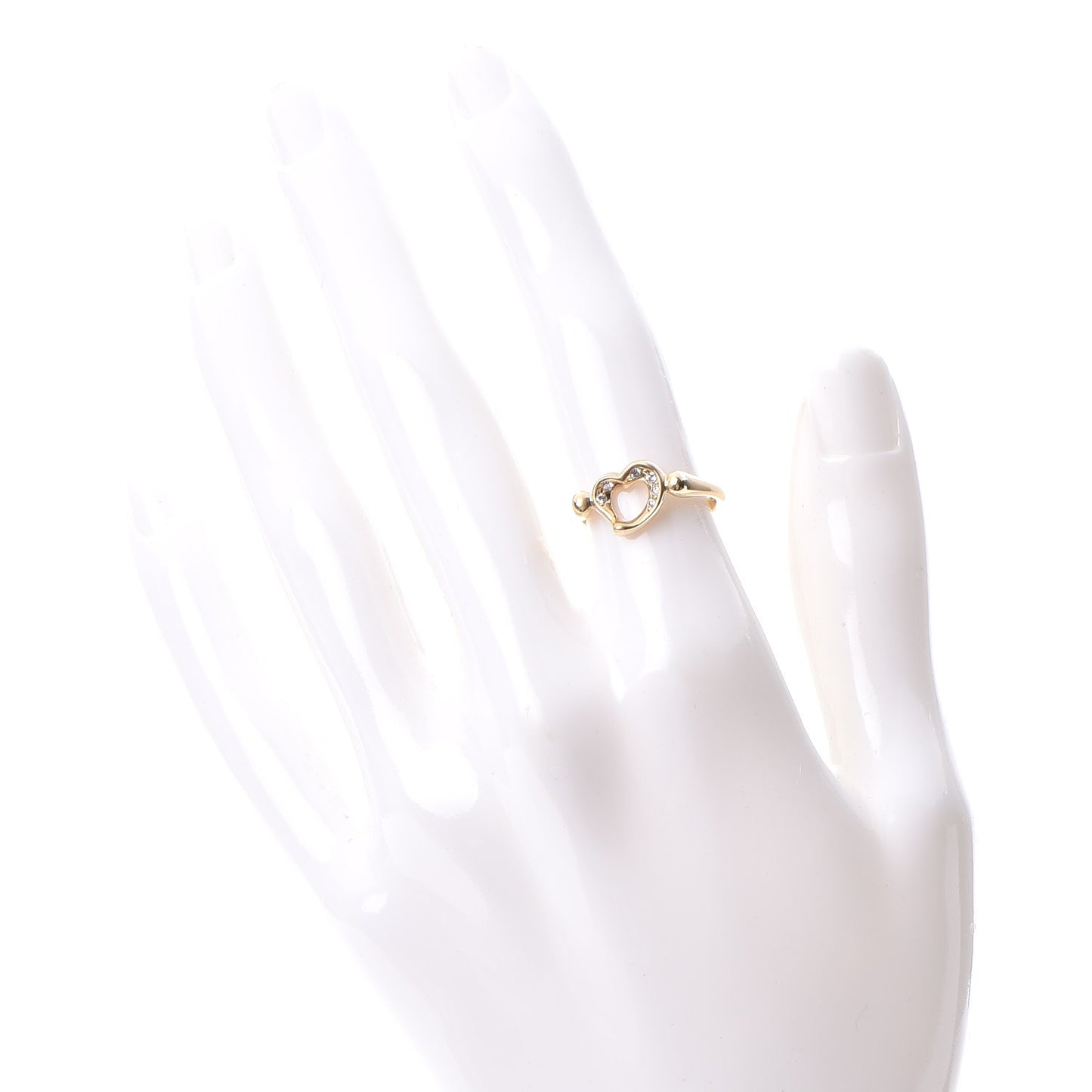 18K Yellow Gold Diamond Elsa Peretti Open Heart Ring 5