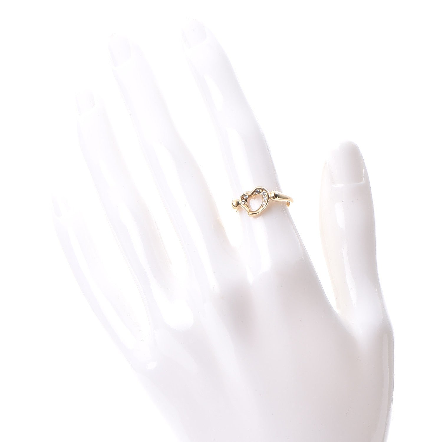 Tiffany 18K Yellow Gold Diamond Elsa Peretti Open Heart Ring 5 2 of 7