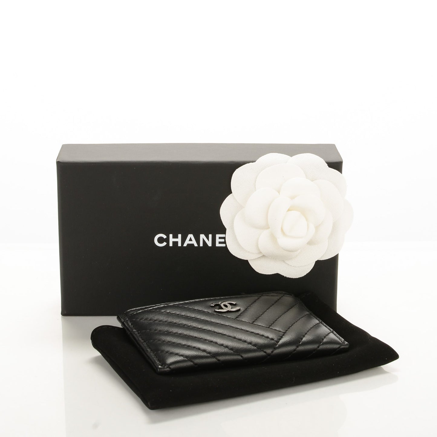 Lambskin Quilted CC Crossing Card Holder Black
