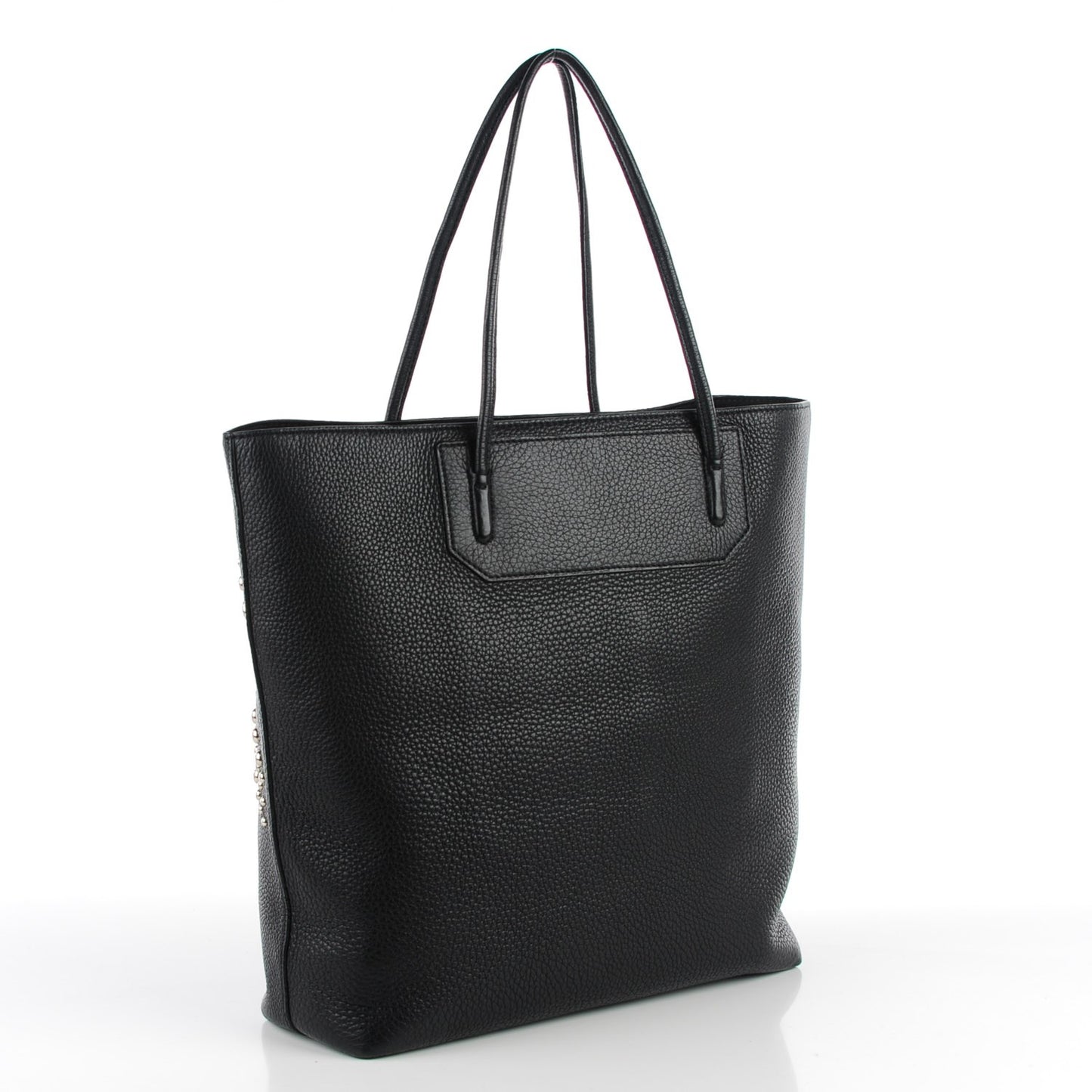 Pebbled Calfskin Studded Prisma Tote Black