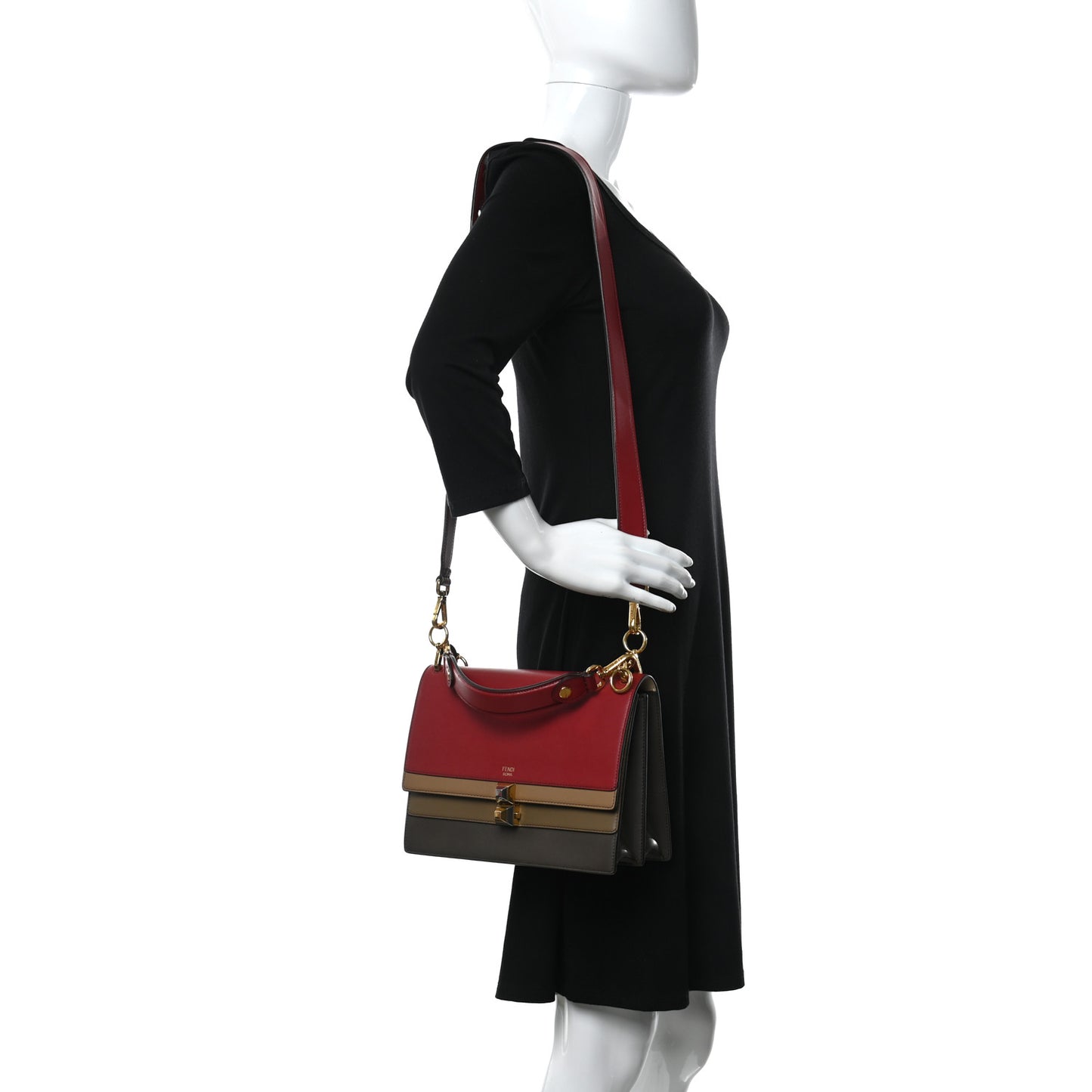 Calfskin Kan I Shoulder Bag Red Multicolor
