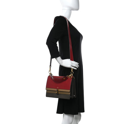 Fendi Calfskin Kan I Shoulder Bag Red Multicolor 2 of 11