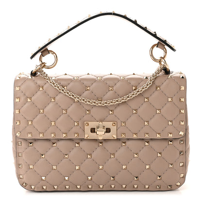 Valentino Garavani Lambskin Medium Rockstud Spike Shoulder Bag Poudre 1 of 9