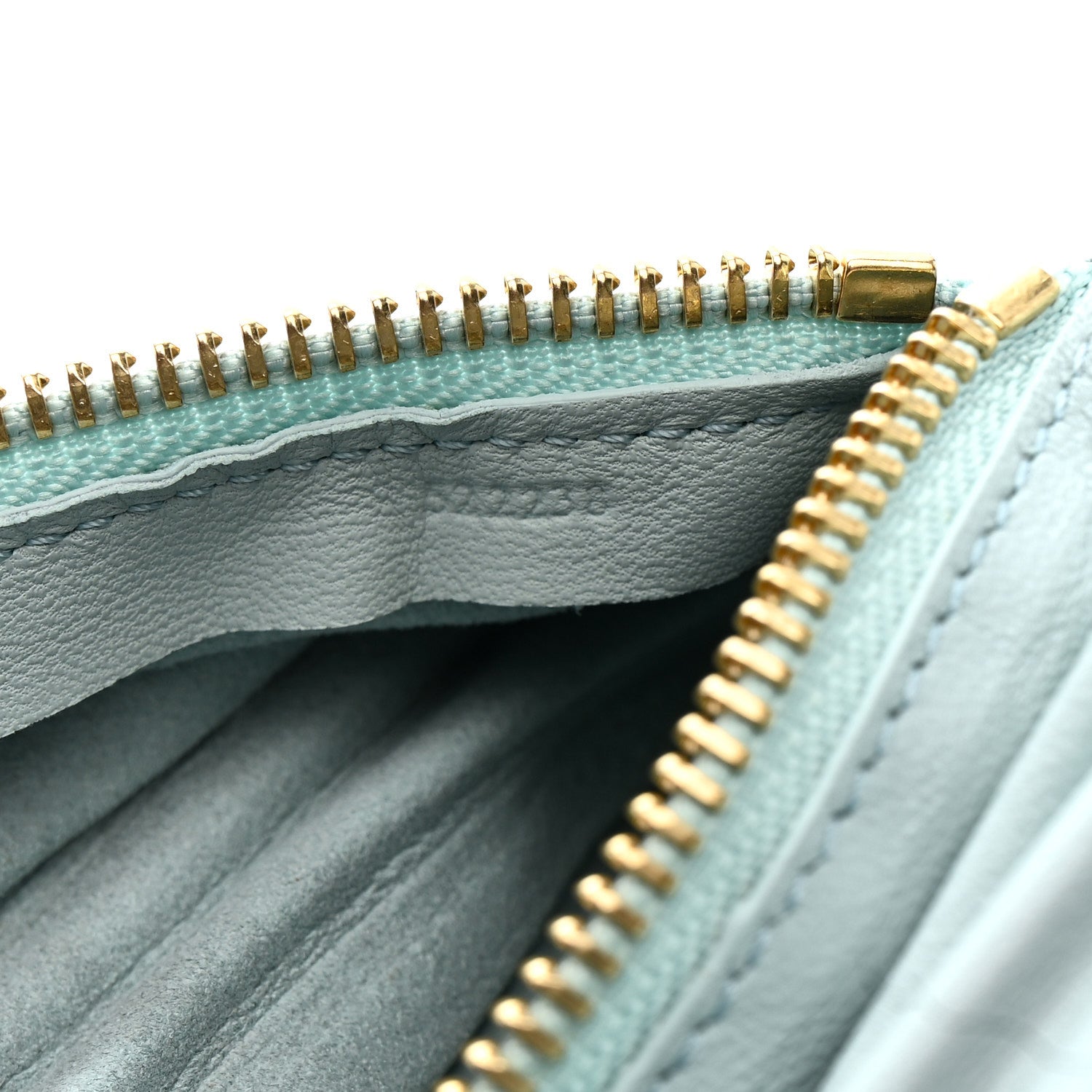 Loewe Lambskin Pleated Bracelet Pouch Chain Shoulder Bag Aquamarine 7 of 10