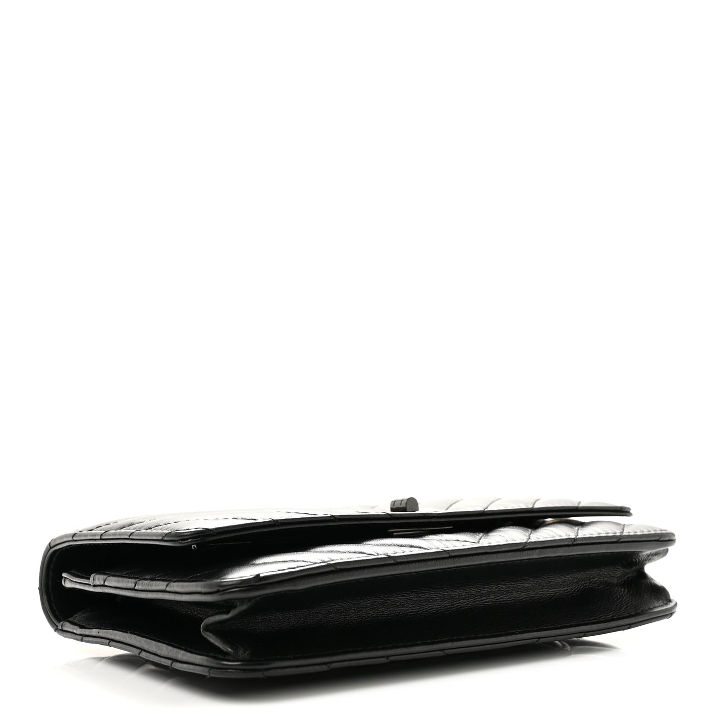 Aged Calfskin Chevron Quilted Reissue Wallet On Chain WOC So Black