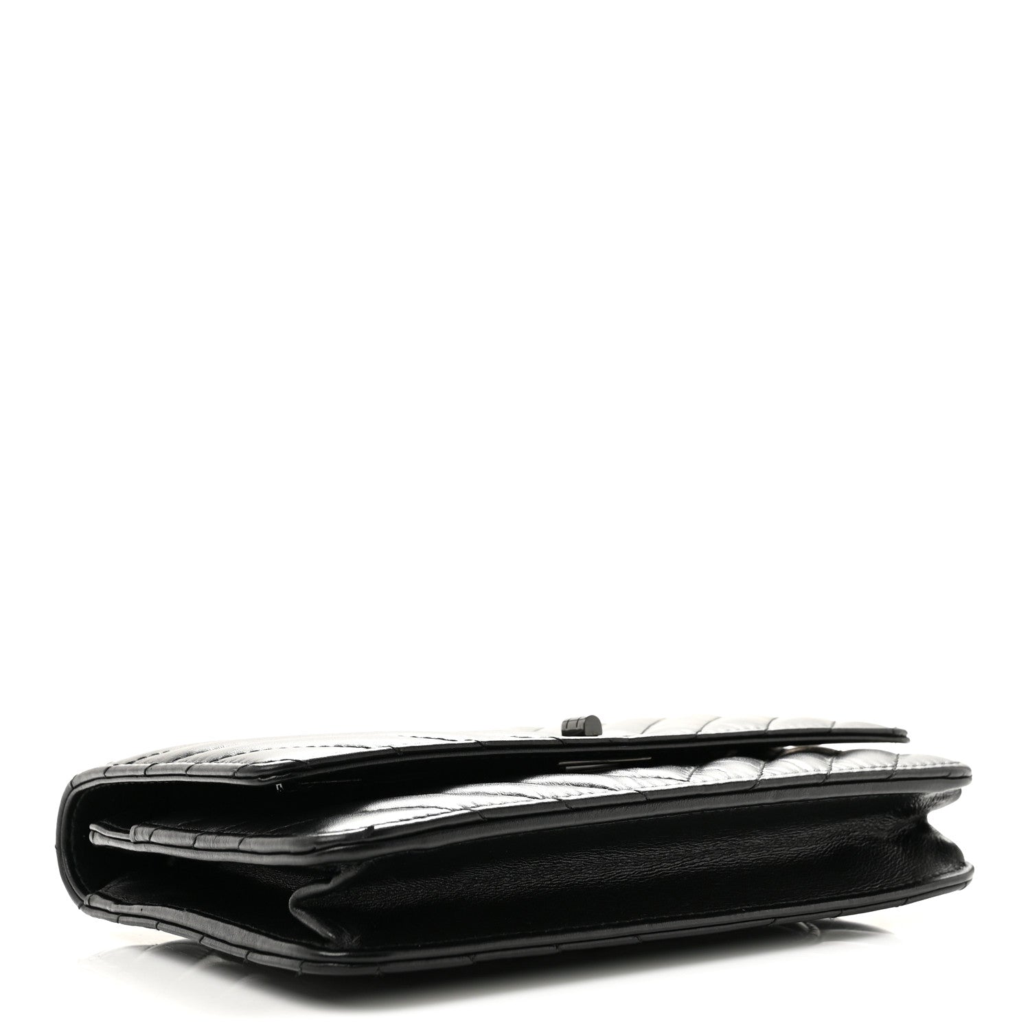 Chanel Aged Calfskin Chevron Quilted Reissue Wallet On Chain WOC So Black 4 of 14