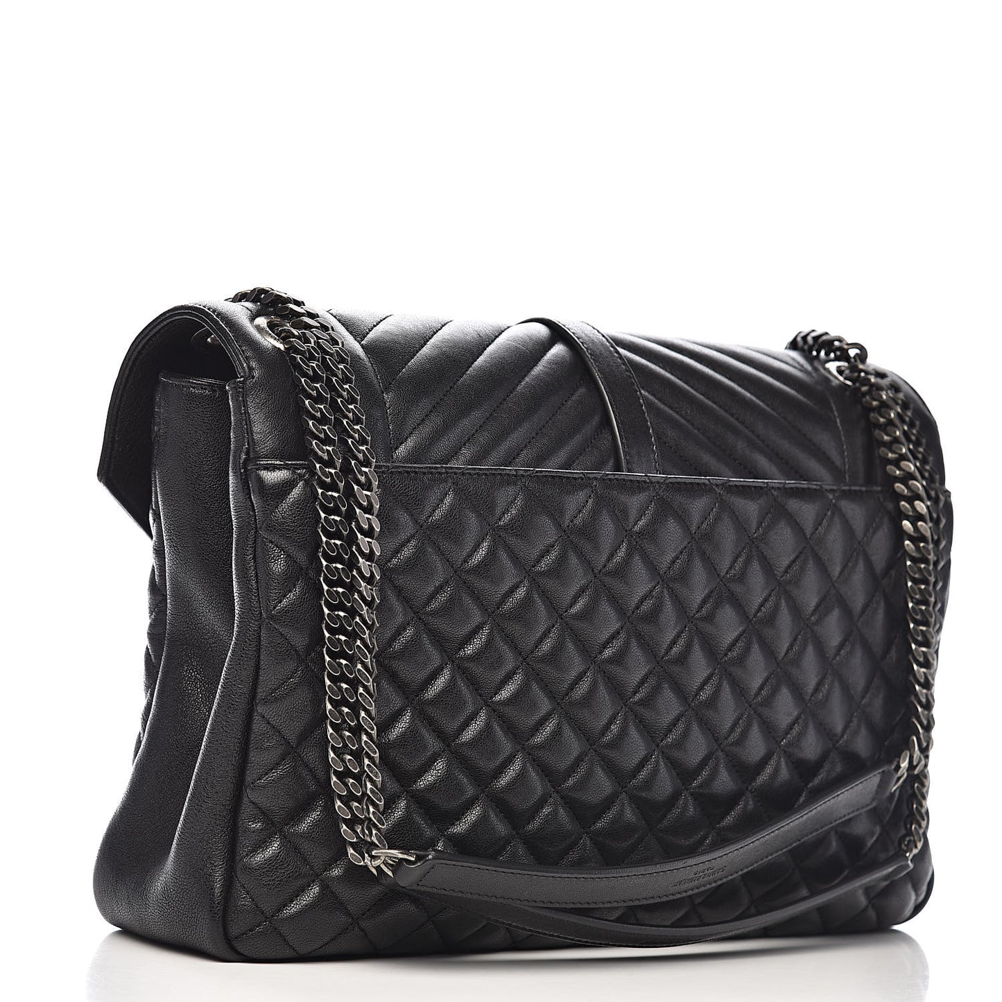 Calfskin Mixed Matelasse Triquilt Large Monogram Satchel Black