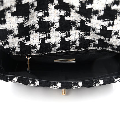 Chanel Tweed Quilted Medium Chanel 19 Flap Black Ecru White 4 of 4