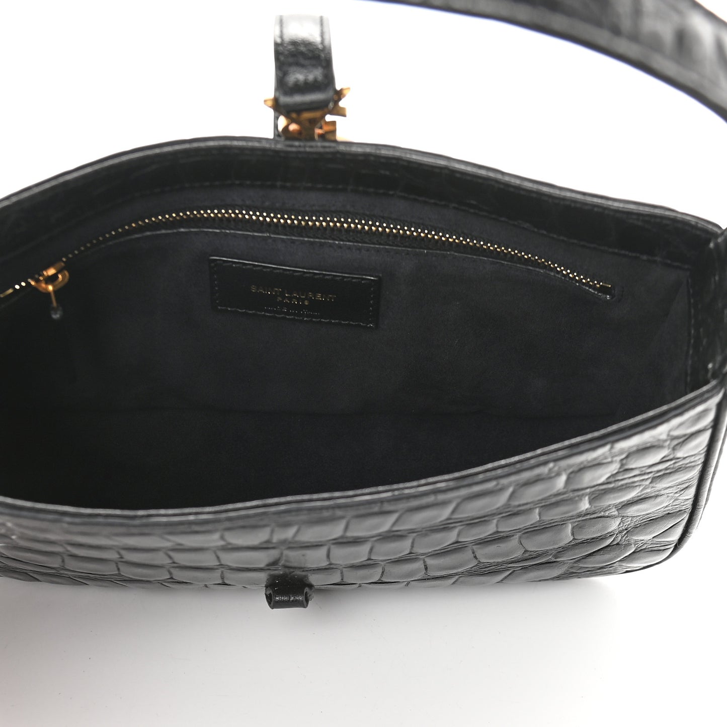 Calfskin Crocodile Embossed Le 5 A 7 Hobo Black
