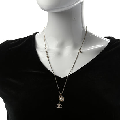 Chanel Pearl Crystal CC Necklace Gold 2 of 5