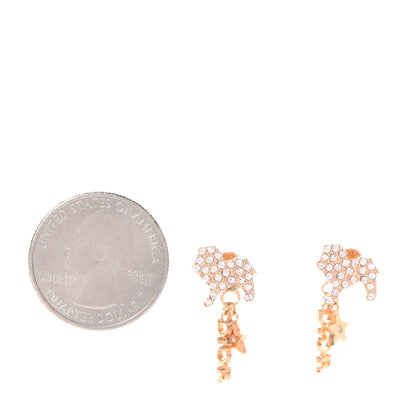 Christian Dior Crystal Diorable Lion Logo Drop Earrings Rose Gold 2 of 4
