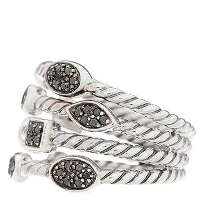 David Yurman Sterling Silver Black Diamond Confetti 4 Row Ring 52 6 3 of 5
