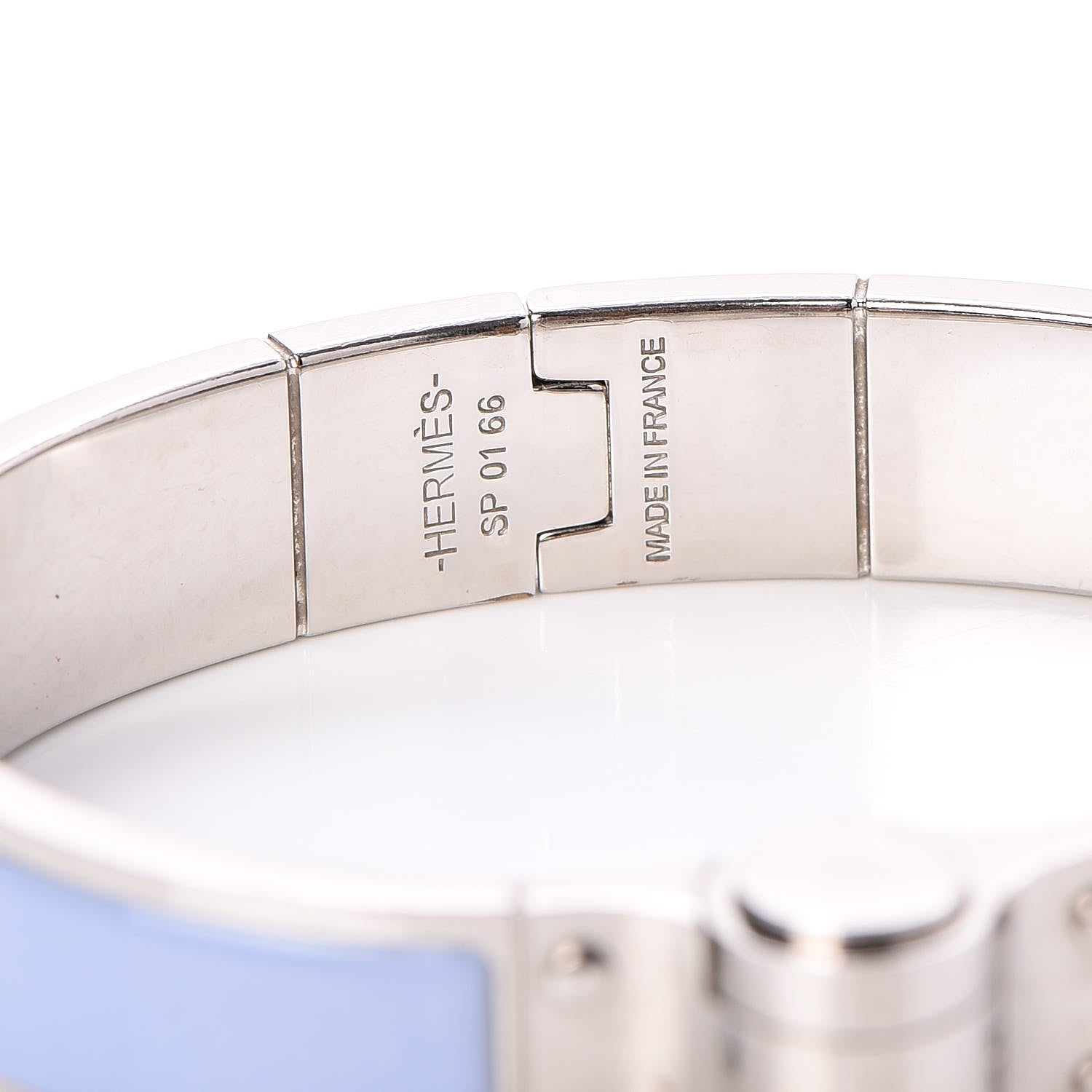 Hermes Enamel Charniere Uni Narrow Hinged Bracelet S Bleu Lupin 4 of 5