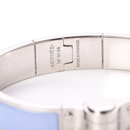 Hermes Enamel Charniere Uni Narrow Hinged Bracelet S Bleu Lupin 4 of 5
