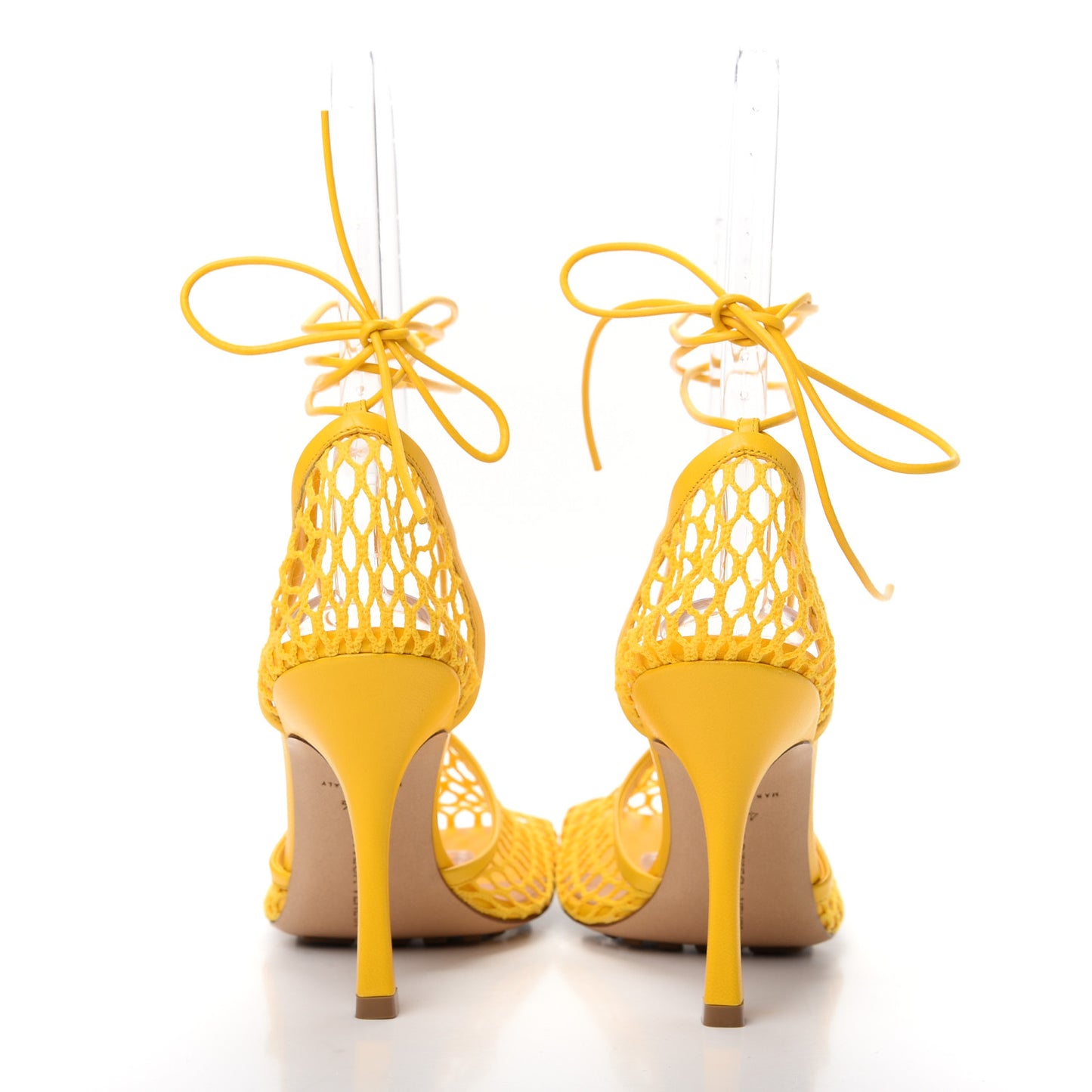 Mesh Nappa Stretch Ankle Tie Sandals 40.5 Egg Yolk