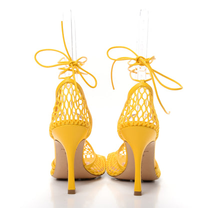 Bottega Veneta Mesh Nappa Stretch Ankle Tie Sandals 40.5 Egg Yolk 5 of 9