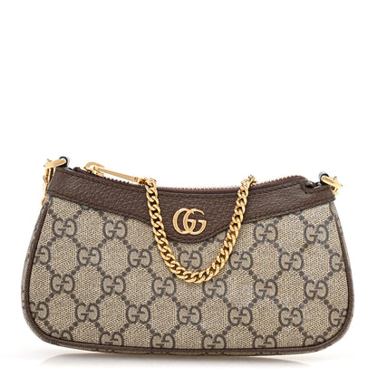 Gucci GG Supreme Monogram Textured Dollar Calfskin Mini Ophidia Chain Bag Beige Ebony 1 of 11