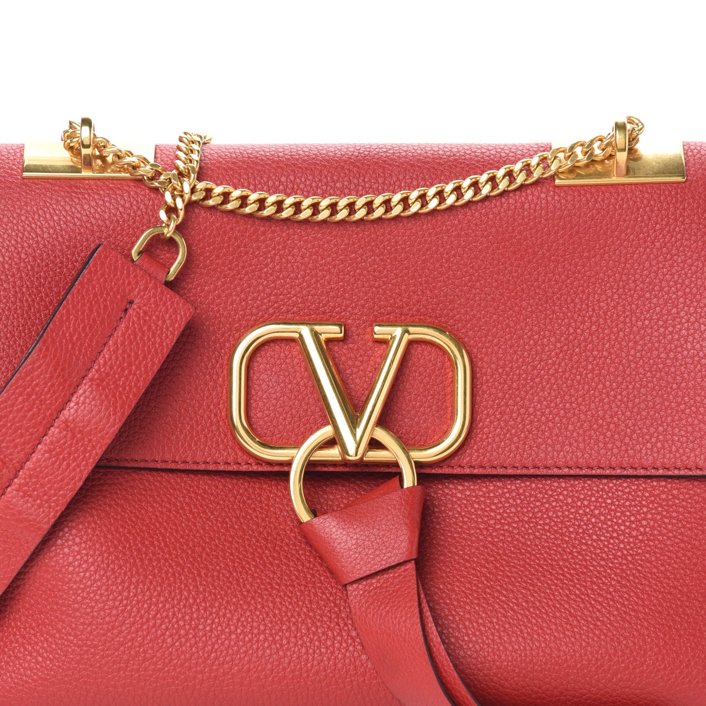 Calfskin Small VRing Chain Shoulder Bag Red