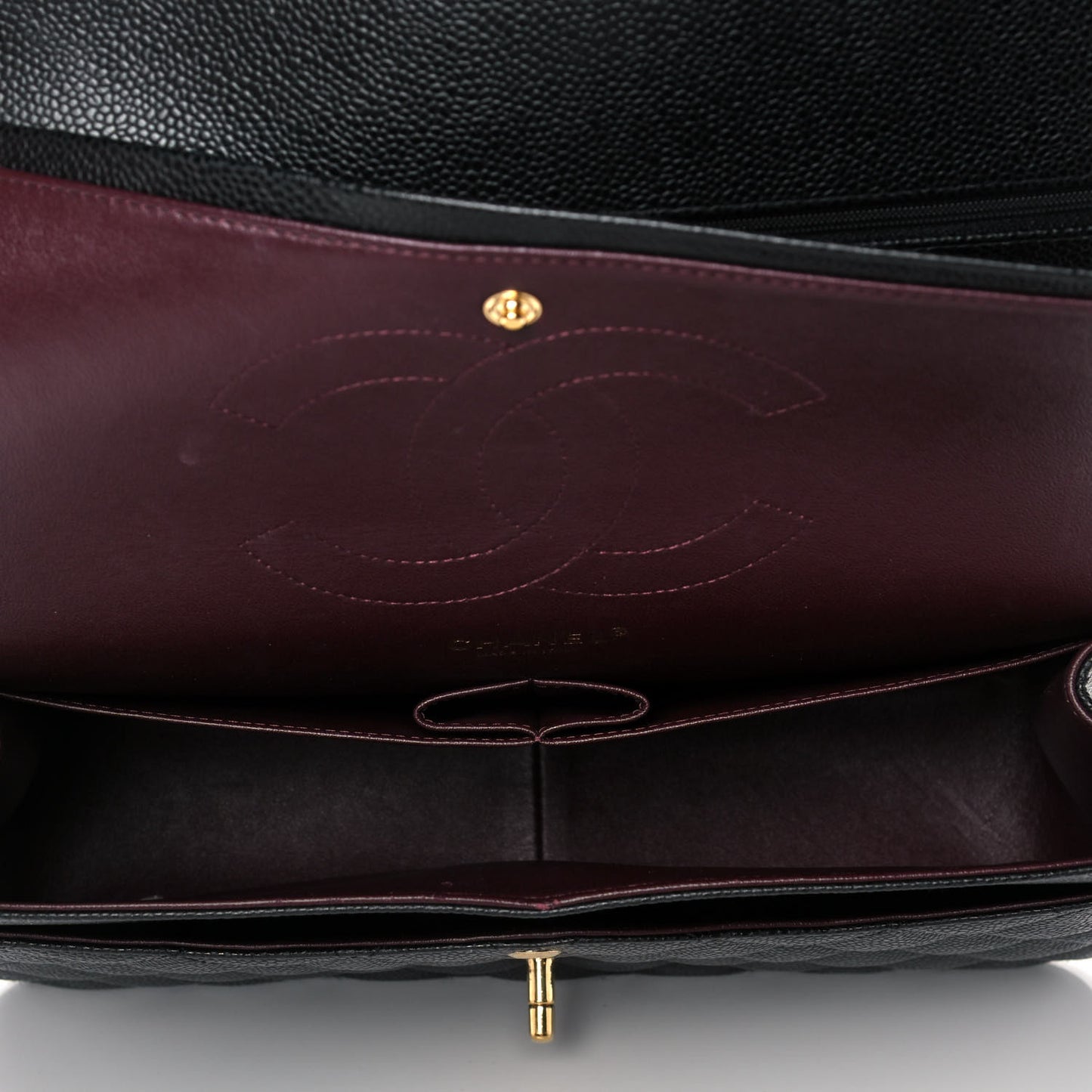 Caviar Quilted Jumbo Double Flap Black