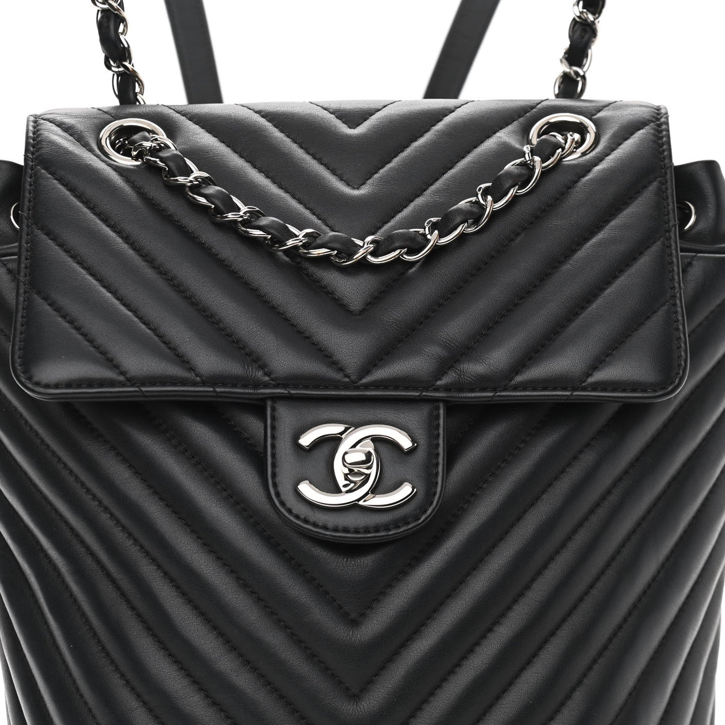 Calfskin Chevron Quilted Small Urban Spirit Backpack Black