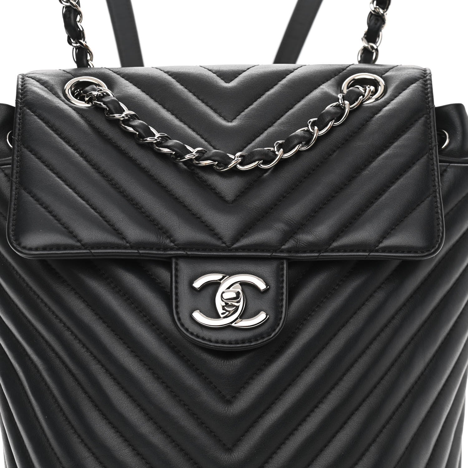 Chanel Calfskin Chevron Quilted Small Urban Spirit Backpack Black 8 of 10