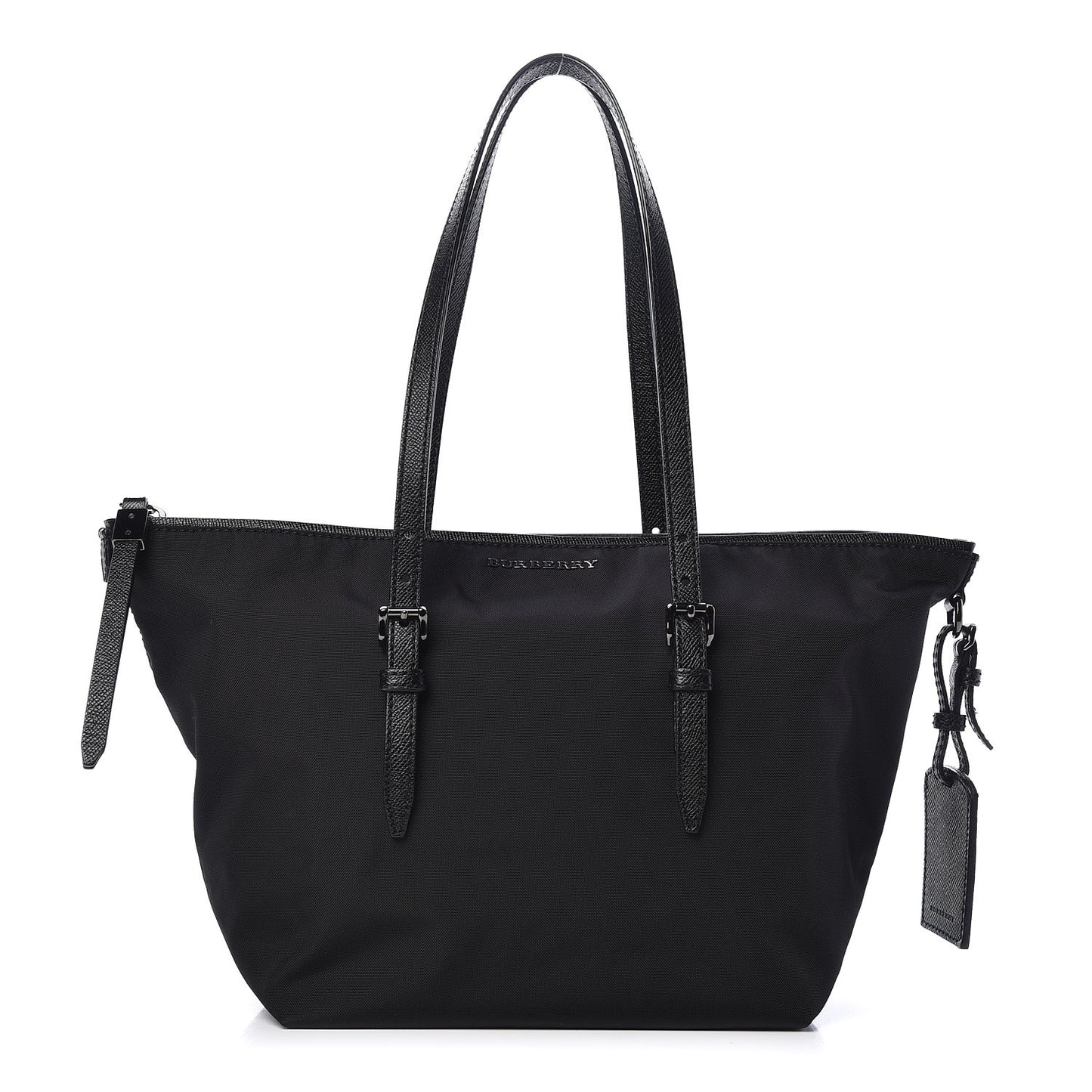 London Grainy Calfskin Nylon Small Tote Black
