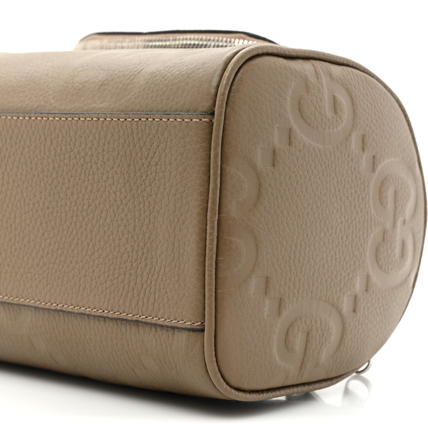Piuma Calfskin Jumbo GG Embossed Small Toiletry Case Good Taupe