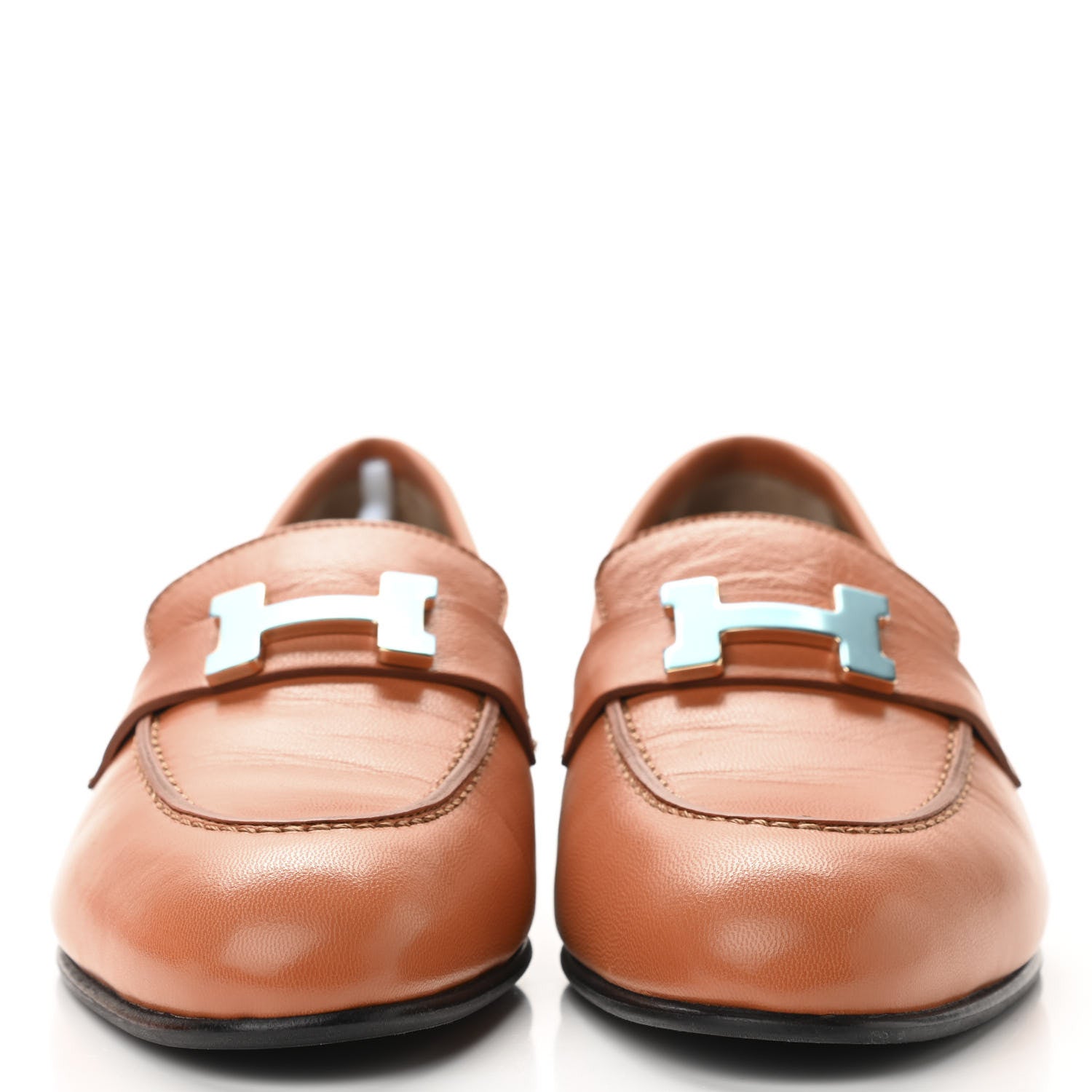 Hermes Goatskin Womens Paris Loafers 36 Marron Glaise 2 of 11