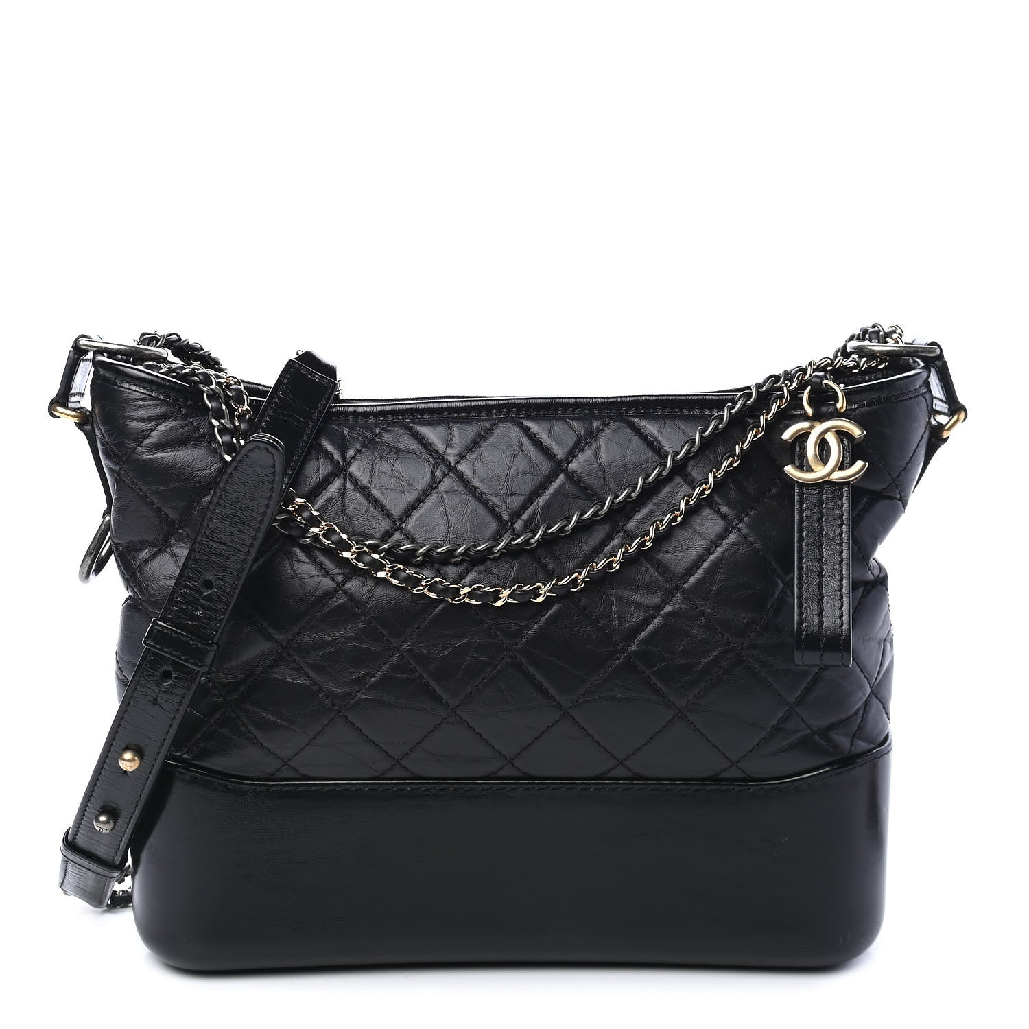 Chanel Aged Calfskin Quilted Medium Gabrielle Hobo Black 1 of 9
