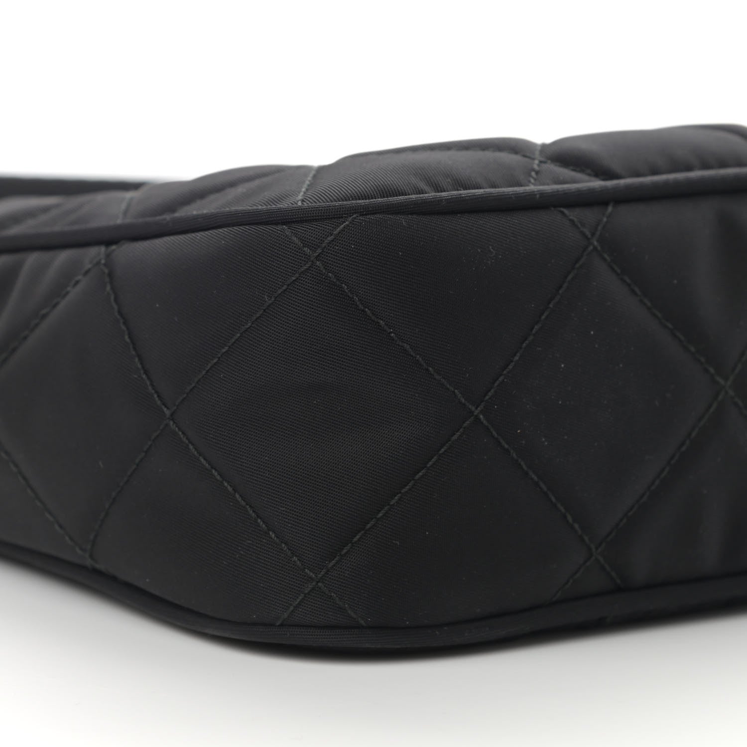 Prada Tessuto Nylon Stitched Shoulder Bag Black 10 of 12