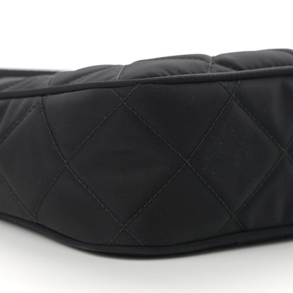 Prada Tessuto Nylon Stitched Shoulder Bag Black 10 of 12